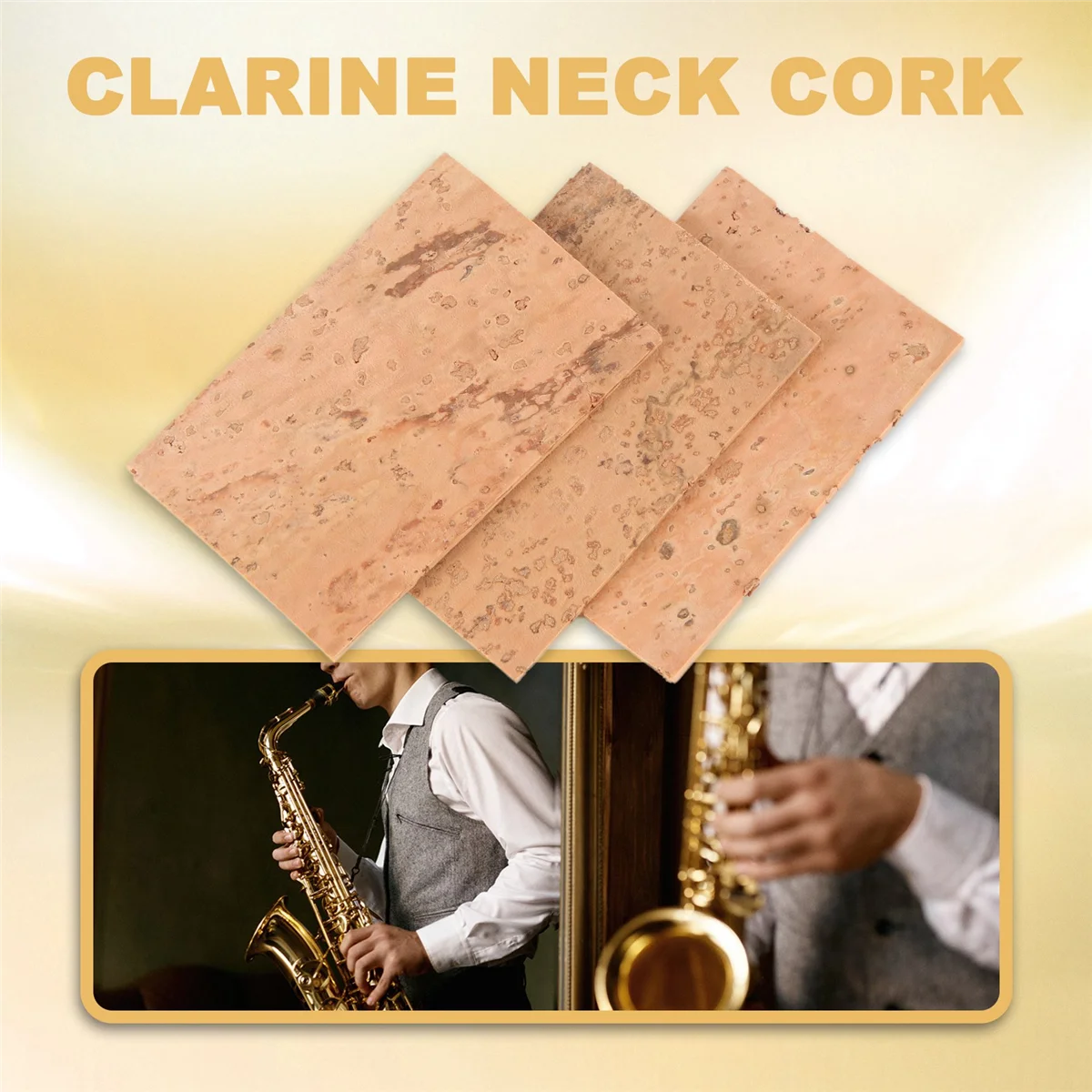 A57T 50Pcs Saxophone Neck Cork Sheet 2Mm Soprano Tenor Alto Saxophone Clarinet Joint Natural Neck Cork Sheet Natural Kit