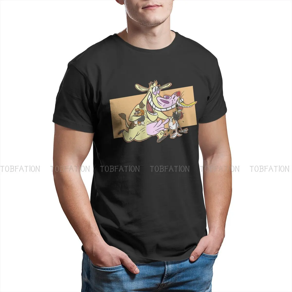 Running O Neck Tshirt Mucca E Pollo Animazione Comedy Fantasy Fabric Classic T Shirt Uomo Top Fashion Big Sale