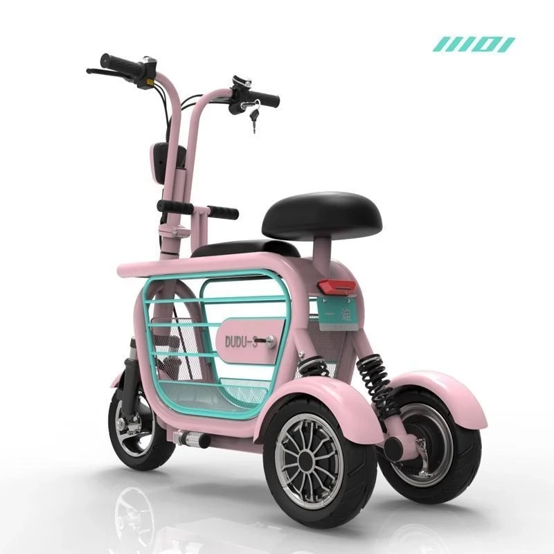 Three-wheel Electric Bicycle With Pet Basket 3 Wheel Electro-tricycle 400W 48V White/Pink Mini Electric Scooter For Children