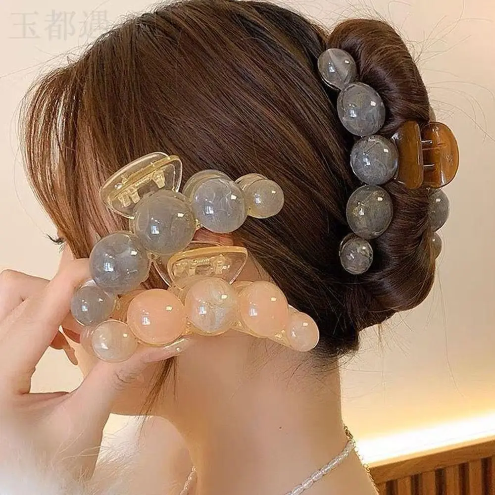 

Large Hair Claw Clips Brown Green and Blue Pearl Hair Catch Jaw Clamp for Women Hairpins for Thick Hair