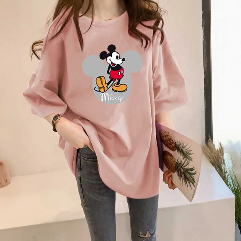 T Shirt Mickey Mouse Pattern Women&rsquo;s Summer Short-sleeved Loose Large Size