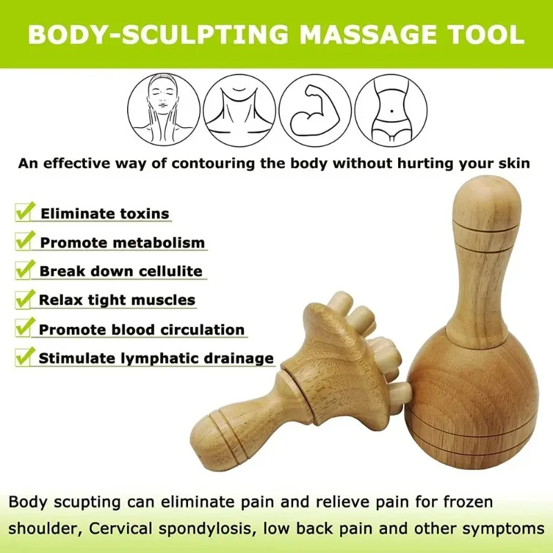 Wooden Swedish Massage Cup Mushroom Massager Wood Therapy Massage Tools for Anti Cellulite,Lymphatic Drainage,Muscle Relaxation