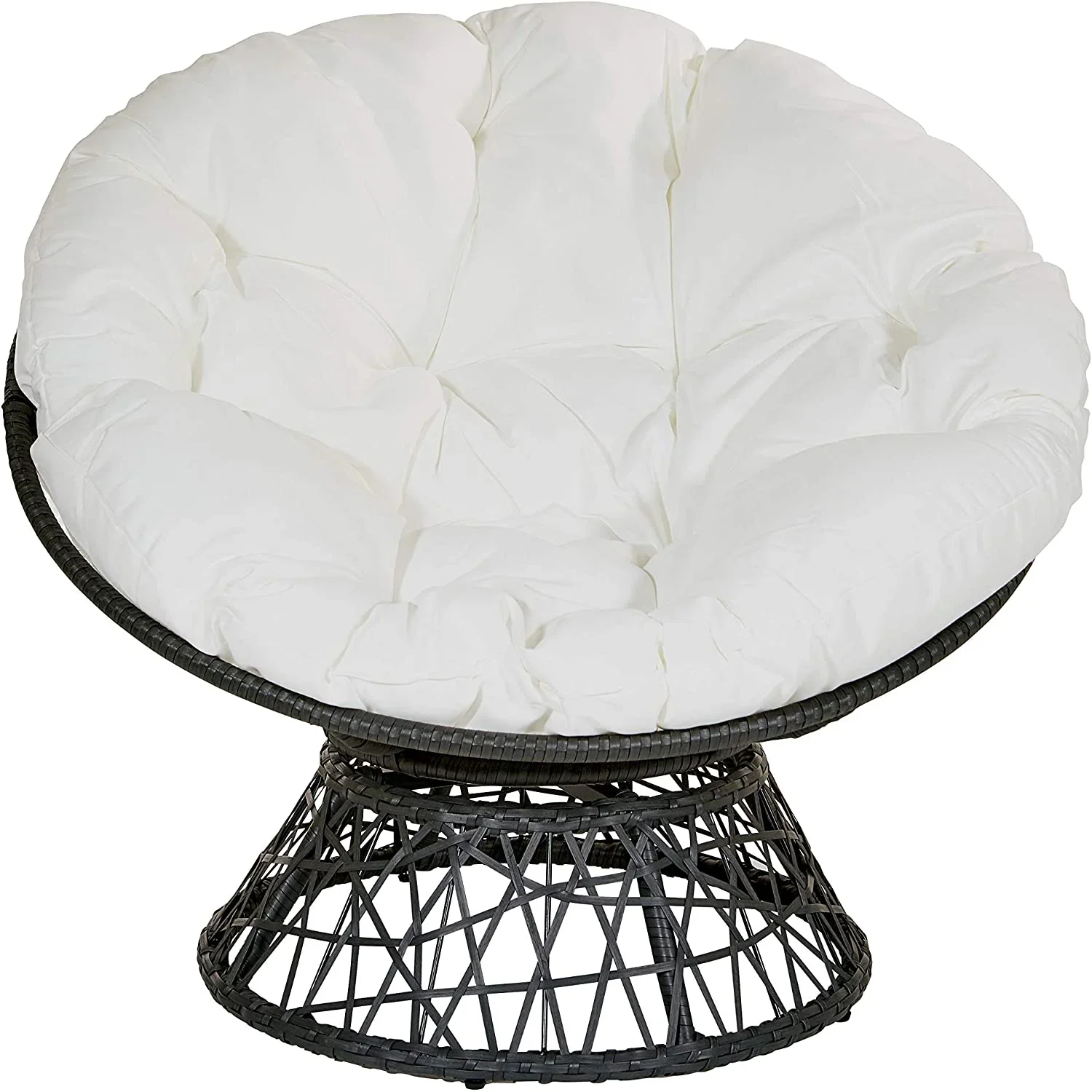 

Furnishings Wicker Papasan Chair with 360-Degree Swivel Grey Frame with Blue Cushion sofa