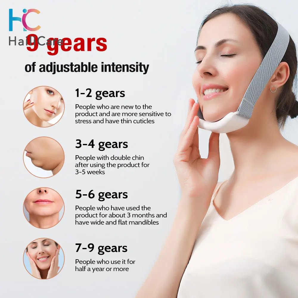 EMS V Face Double Chin Reducer Face Massager Shape Facial Lifting Slimming Microcurrent Skin Tightening Beauty Device facial massager face slimming massager face slimming strap