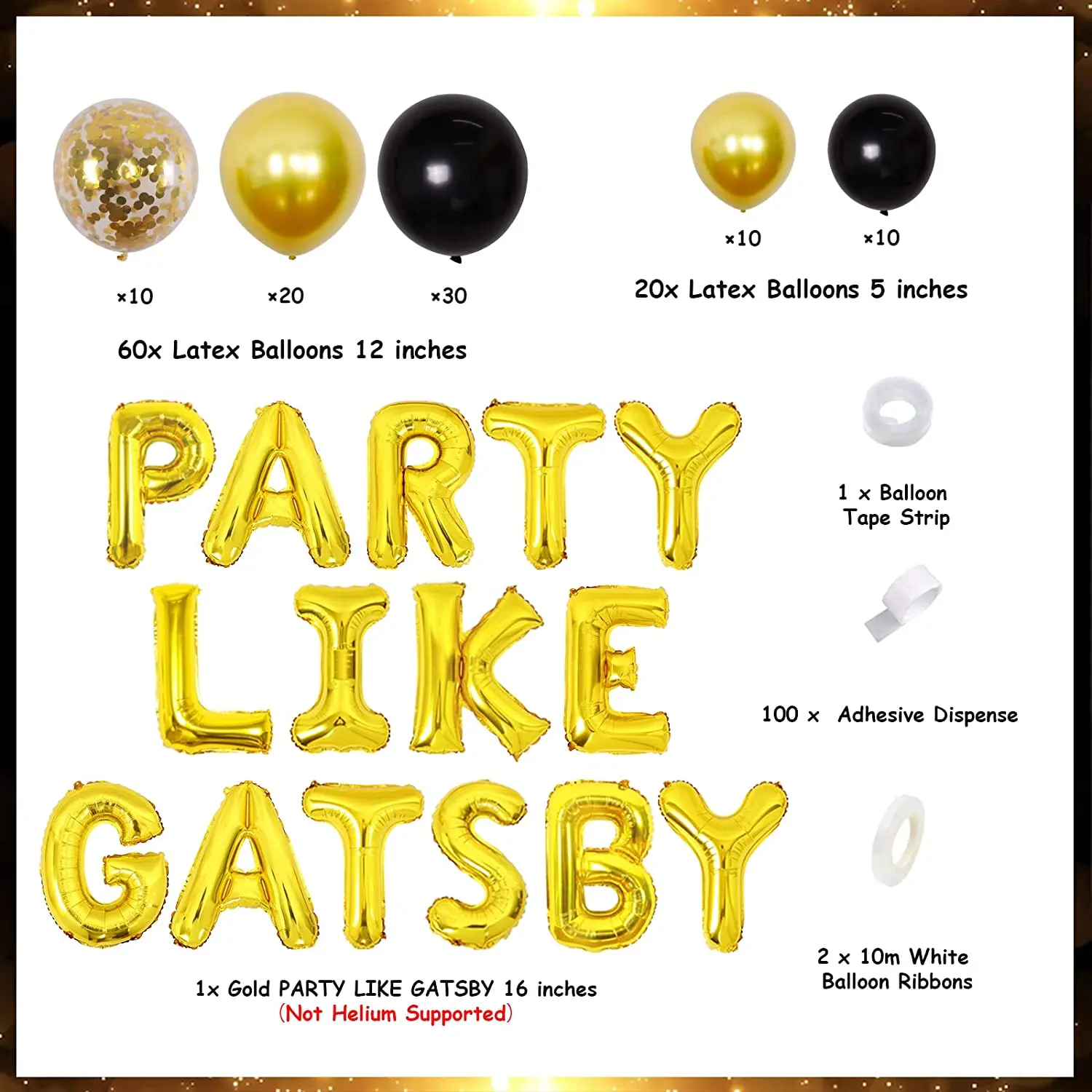 Great Gatsby Party Decorations Party Like Gatsby Balloons Black Gold  Balloon Garland Arch Kit Roaring 20s Party Decorations - Ballons &  Accessories - AliExpress