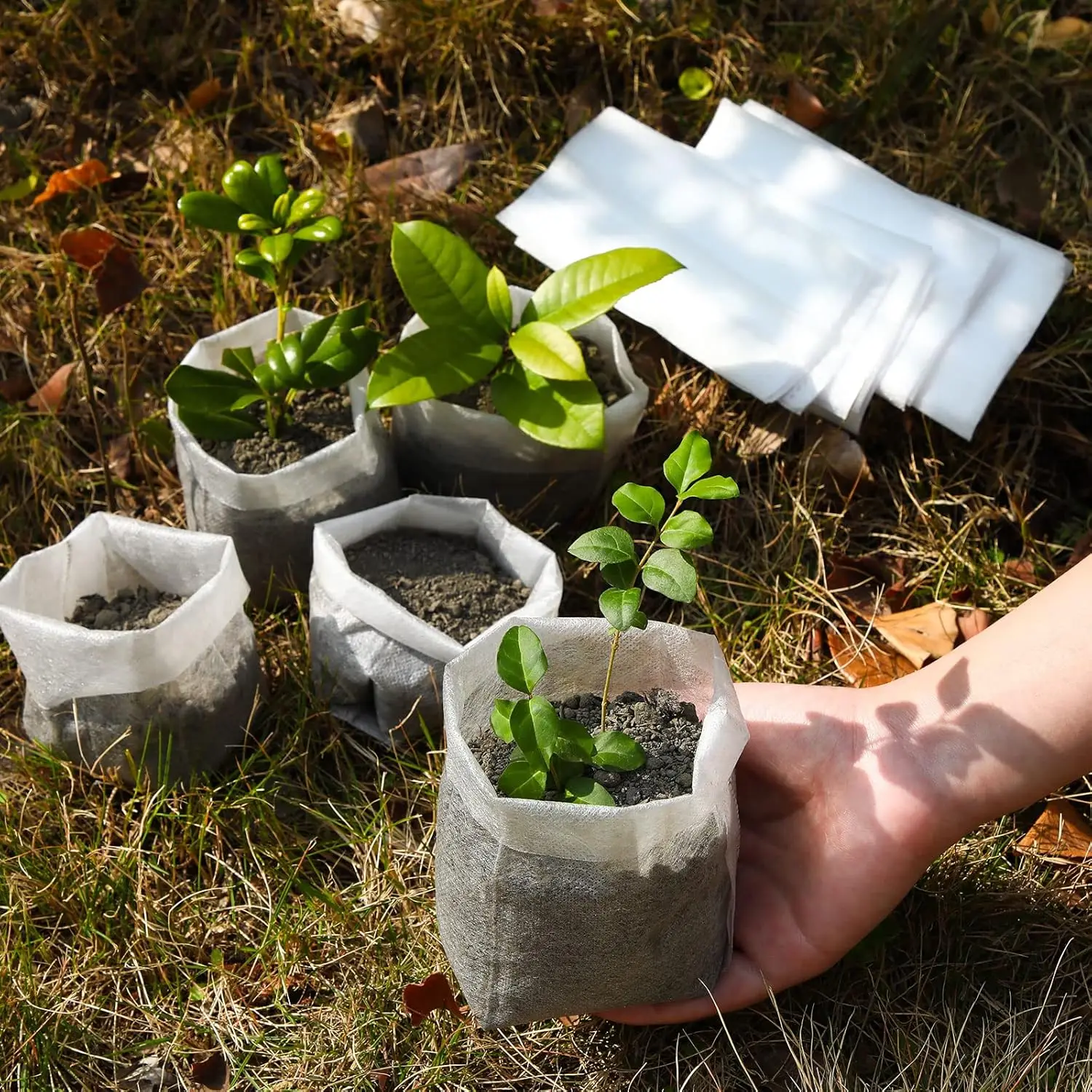 100/1000pcs Degradable Non-woven Plant Grow Bags Sapling Seed Nursery Bag Grow Pockets Planting Cultivation Pouches Garden Tools