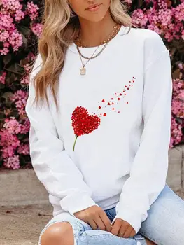 Clothing Fashion Graphic Sweatshirts Autumn Spring O-neck Dandelion Love Trend Fashion Casual Women Print Pullovers