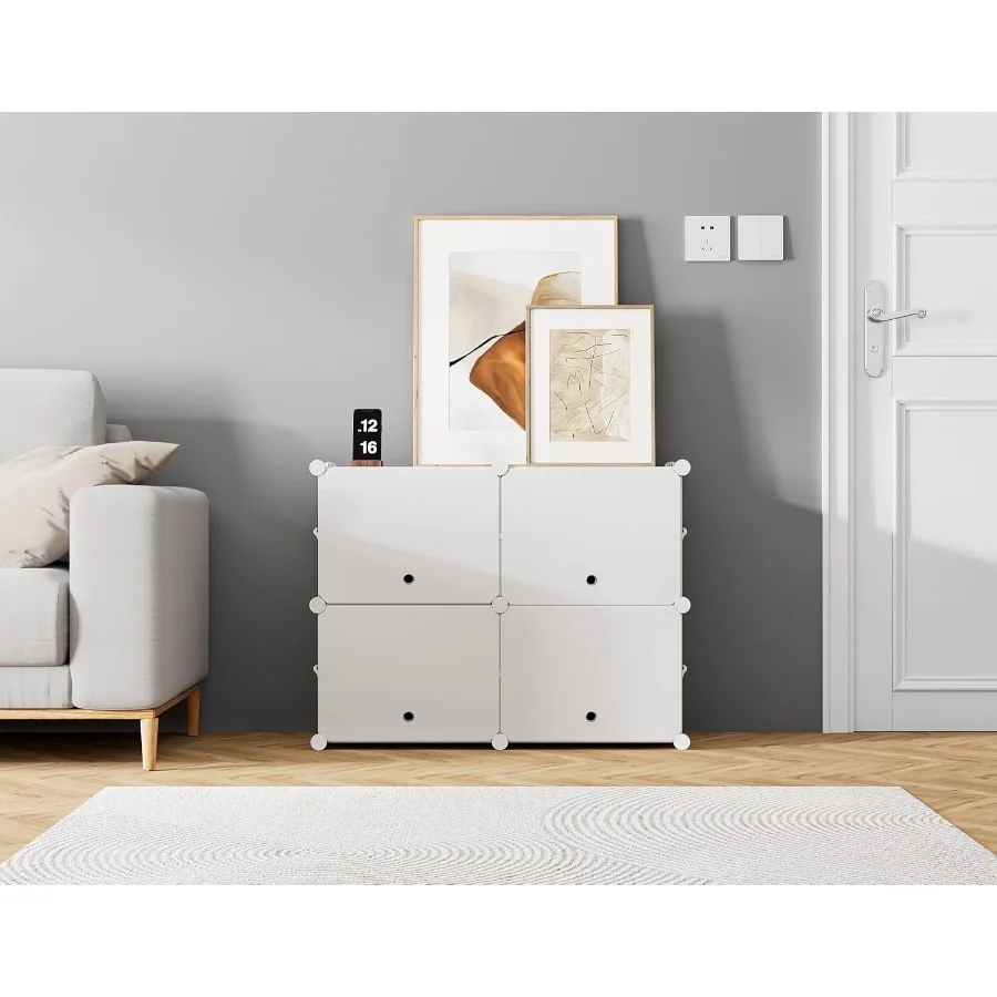 Shoe Rack 4 Tier Shoe Storage Cabinet 16 Pair Plastic Shoe Shelves Organizer for Closet Hallway Bedroom Entryway