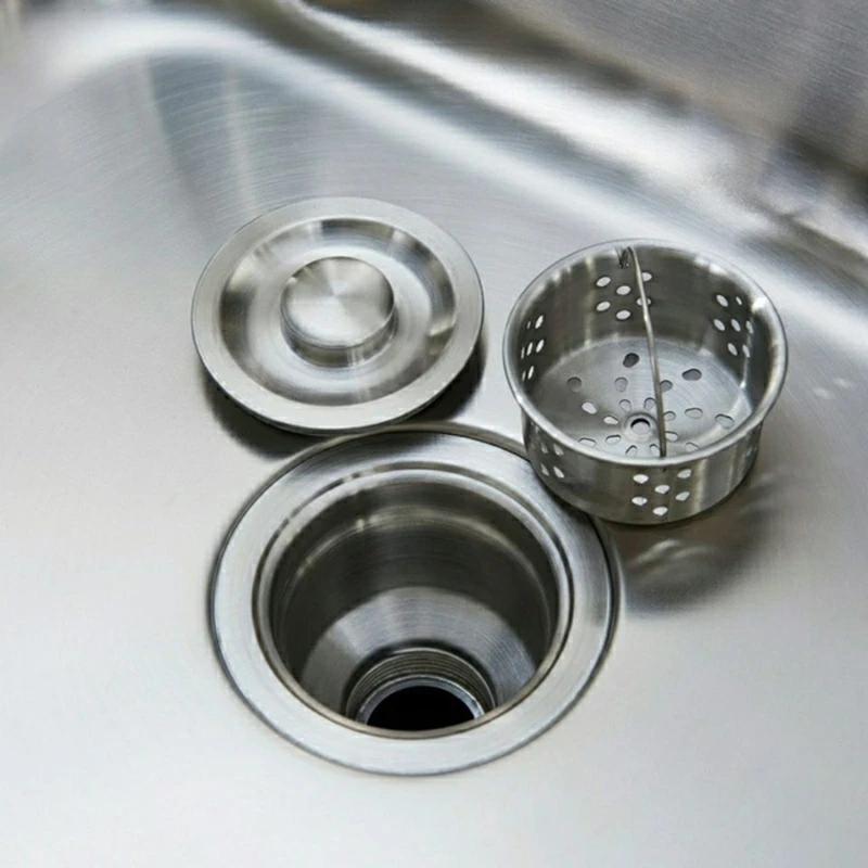 Kitchen Anti-clogging Drain Filter Sink Drain Stopper with Removable Sink Strainer Basket& Cover Stainless Steel Durable