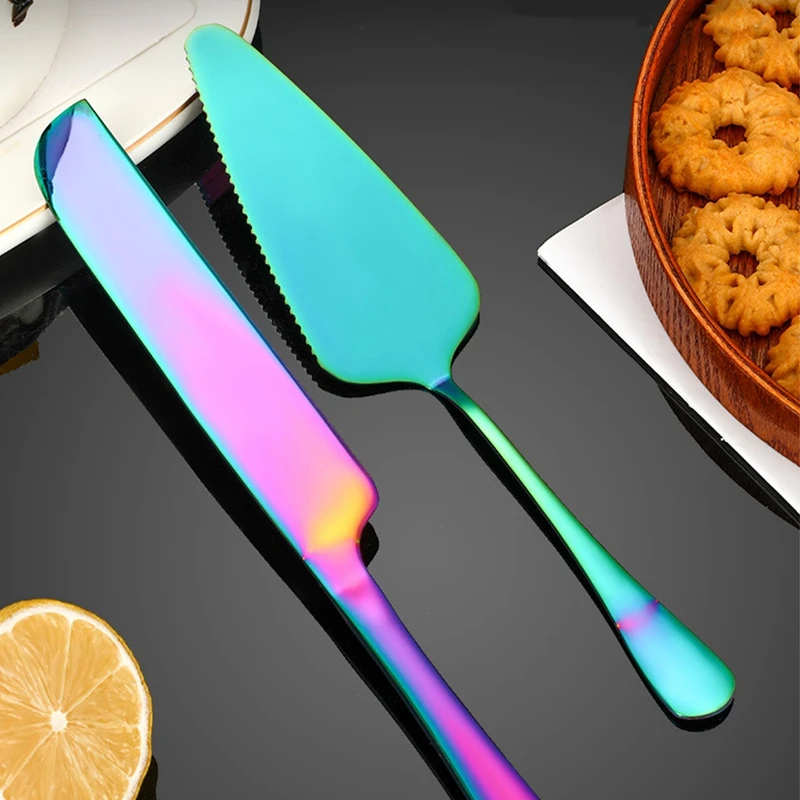 Knife and Server with Thickened Dining Stainless Steel Cutter Pie Spatula Birthday Anniversary Baking Tool Gift of 2
