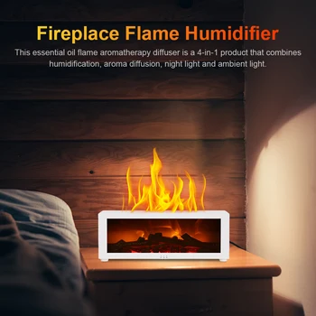 Air Humidifier Essential Oil Diffuser Flame Aroma Humidifier Home Room Fragrance Diffuser with Night Light Aromatherapy Diffuser 4