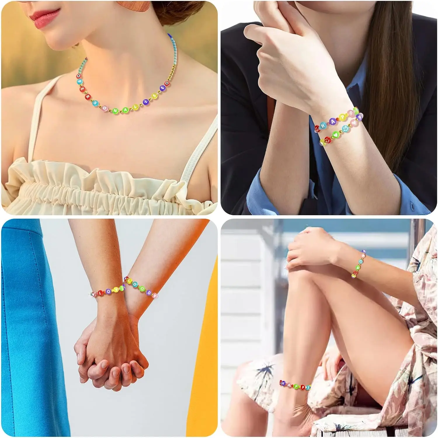 Mixed Acrylic Letter Beads Kits 300/400/600/1500pcs With Stretch Cord For Jewelry Making DIY Bracelets Accessories Set 4x7mm loose beads beads jewelry bead jewelry making