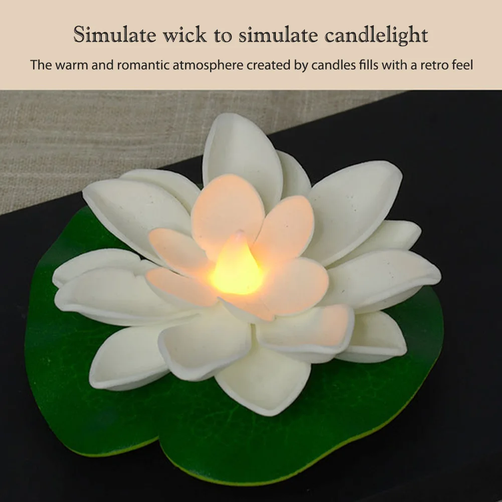 Lotus Floating Lantern Waterproof Decorative River Lantern Floating Pool Light Battery Operated Blessing Water Lily Candle Light