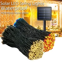 Solar Powered LED String Lights for Outdoor Christmas Garden Patio Balcony 8 Lighting Modes Waterproof Flickering Effect Light 1