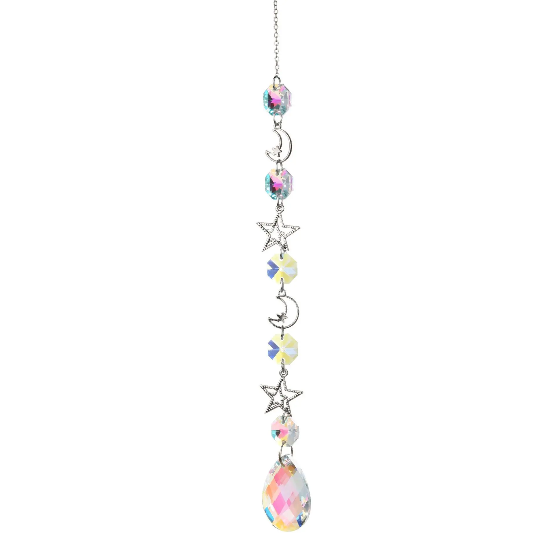 Crystal Wind Chimes Moon Sun Catchers Prisms Pendant Dream Catcher Rainbow Chaser Hanging Drop Home Garden Decor Windchime
