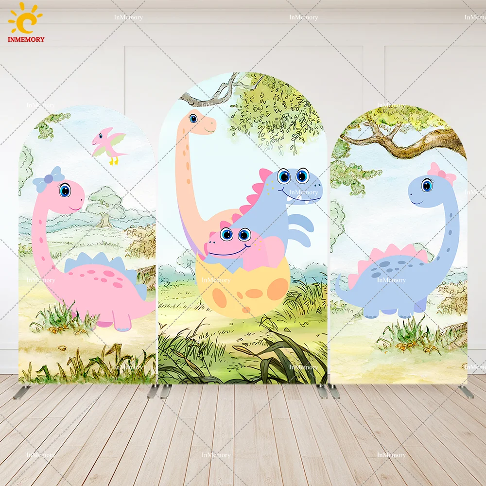 

Safari Party Dinosaur Baby Shower Arch Backdrop Cover Cute Baby Boy 1st Birthday Arched Background Wall Banner Doubleside Prints