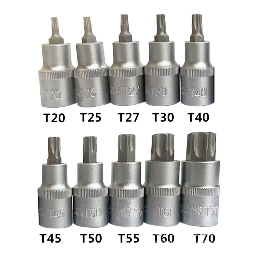 

10PCS Torx Screwdriver Bits 1/2 Inch Hex Shank Electric Screw Driver Star Bit Set With Hole Magnetic Set 22mm T20-t70