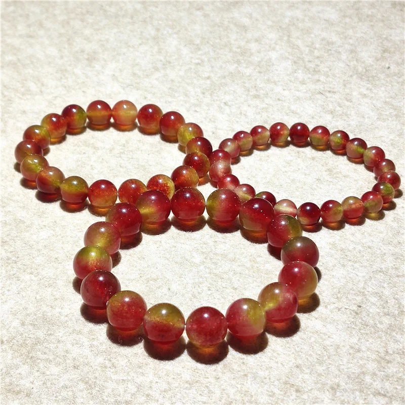 

Этнический натуральный арбуз халцедон двойной цвет браслет один круг круглый медведь Летающий фотография подарок