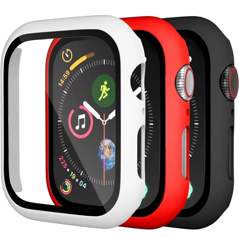 3PCS gehärtetes Glas + Abdeckung für Apple Watch Case 45mm 41mm 44-46-42mm Displayschutzfolie Apple Watch Serie 10 9 6 SE 7 8 Zubehör – Detail 3