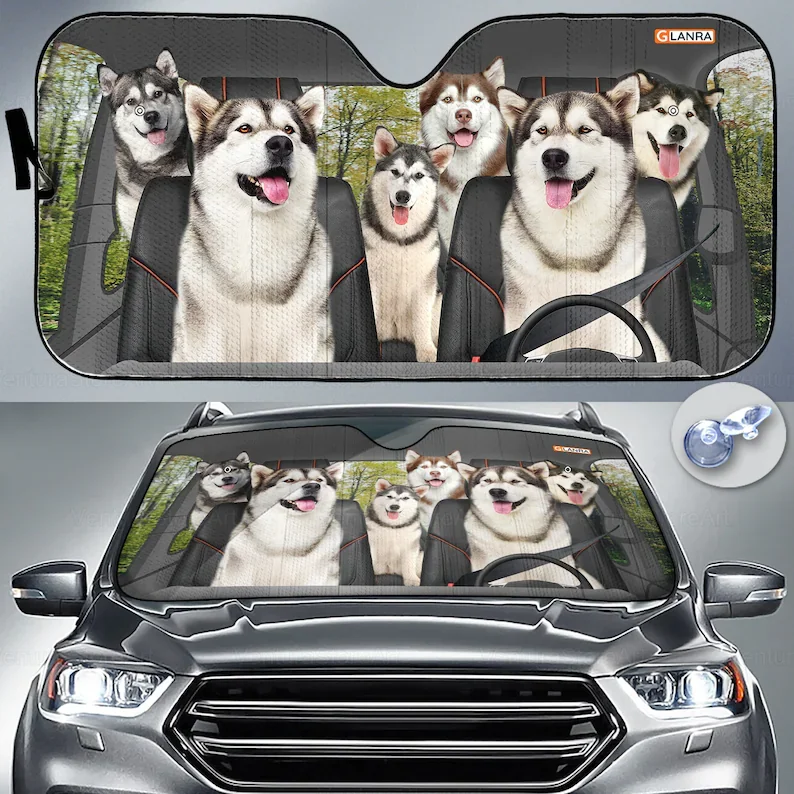 

Alaskan Car Sunshade, Dog Car Decoration, Alaskan Lover, Auto Sun Shade, Gift For Dad, Car Windshield, Car Sun Protector