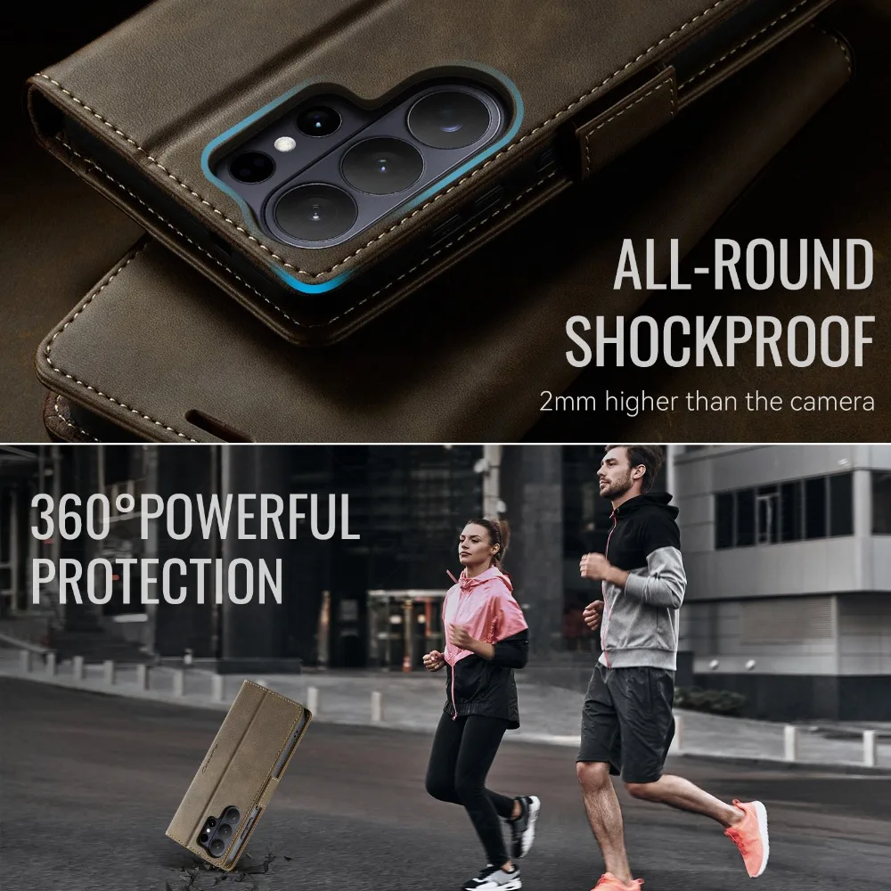 RFID Leather 360° Protection Card Pocket Flip Case with Magnetic Closure