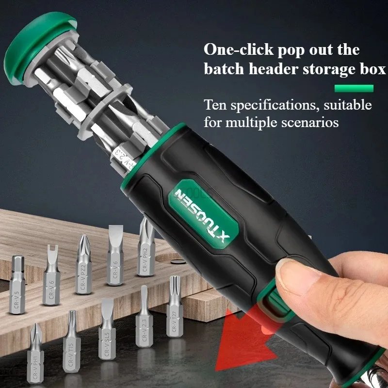 Multi-Angle Ergonomic Ratchet Screwdriver - 10-in-1 Portable Hand Tool