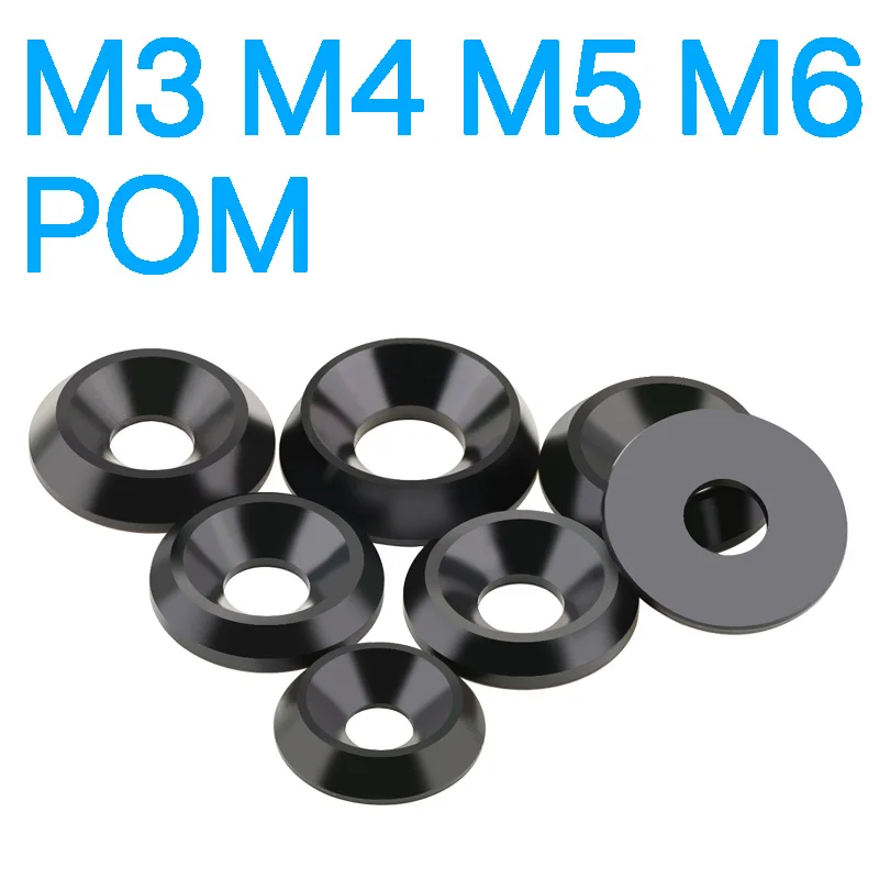 

M3 M4 M5 M6 M8 M10 POM Washer Countersunk Conical Solid Plastic Flat Gasket Concave Convex Tapered Cone Insulation Washers