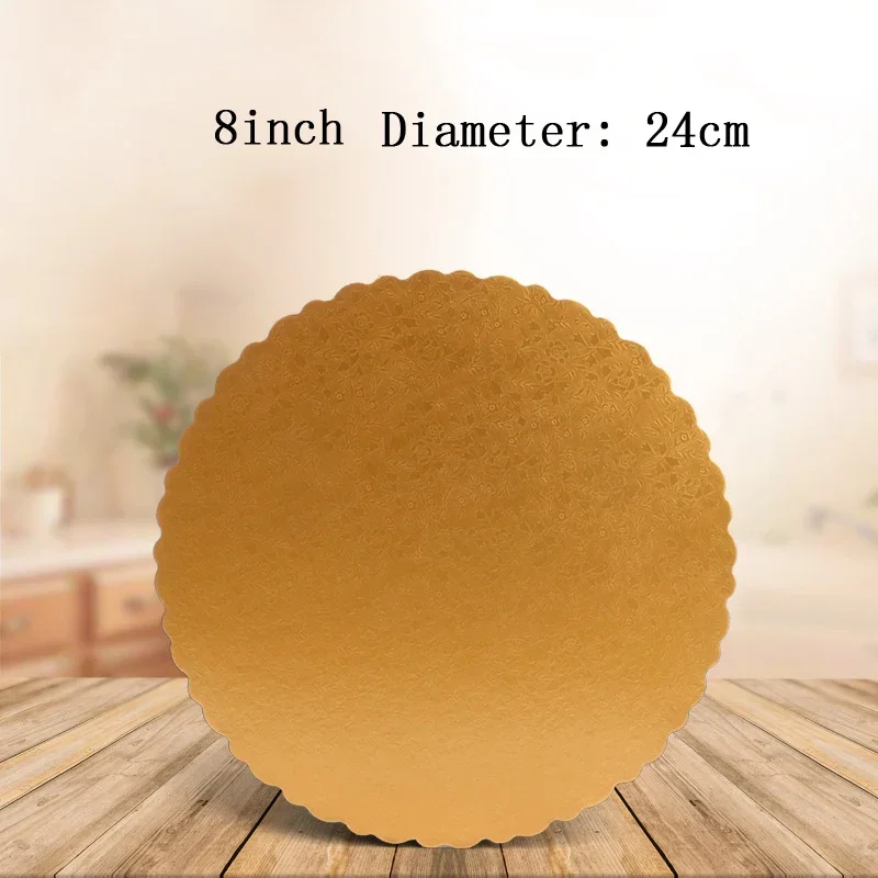 5pcs 6/8/12inch Cake Hard Paper Pad Wedding Birthday Party Trays Gold Card Board Flower Lace Round Cake Boards Decorating