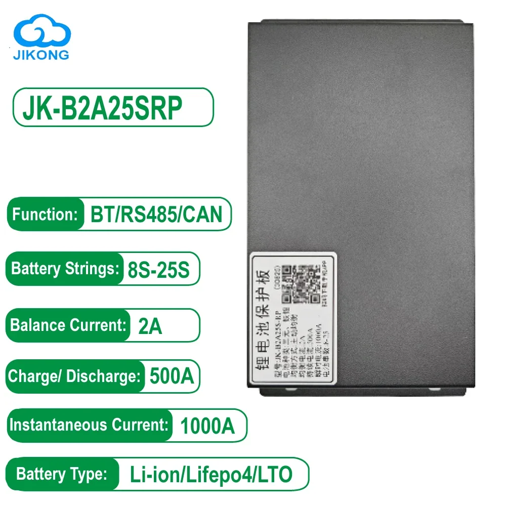 

JK BMS JK-B2A25SRP SMART BMS 2A Active Balance 8S~25S 1000A Bluetooth RS485 CAN for LiFePo4 Li-ion LTO Camping RV Backup Power