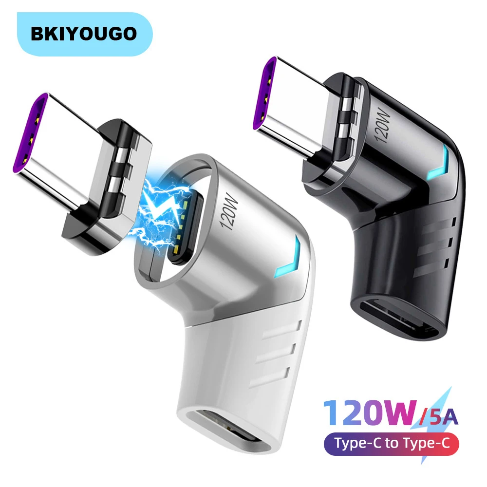 Elbow 120W USB Type C Magnetic Adapter 90 Degree Fast Charging Magnetic Converter For Macbook iPad Pro Switch Samsung