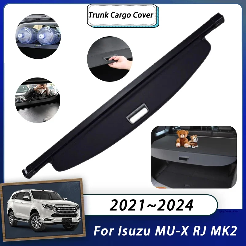 

Rear Cargo Cover For Isuzu MU-X RJ MK2 2021 2022 2023 2024 Car Trunk Luggage Curtain Organizer Retractable Storage Accessories