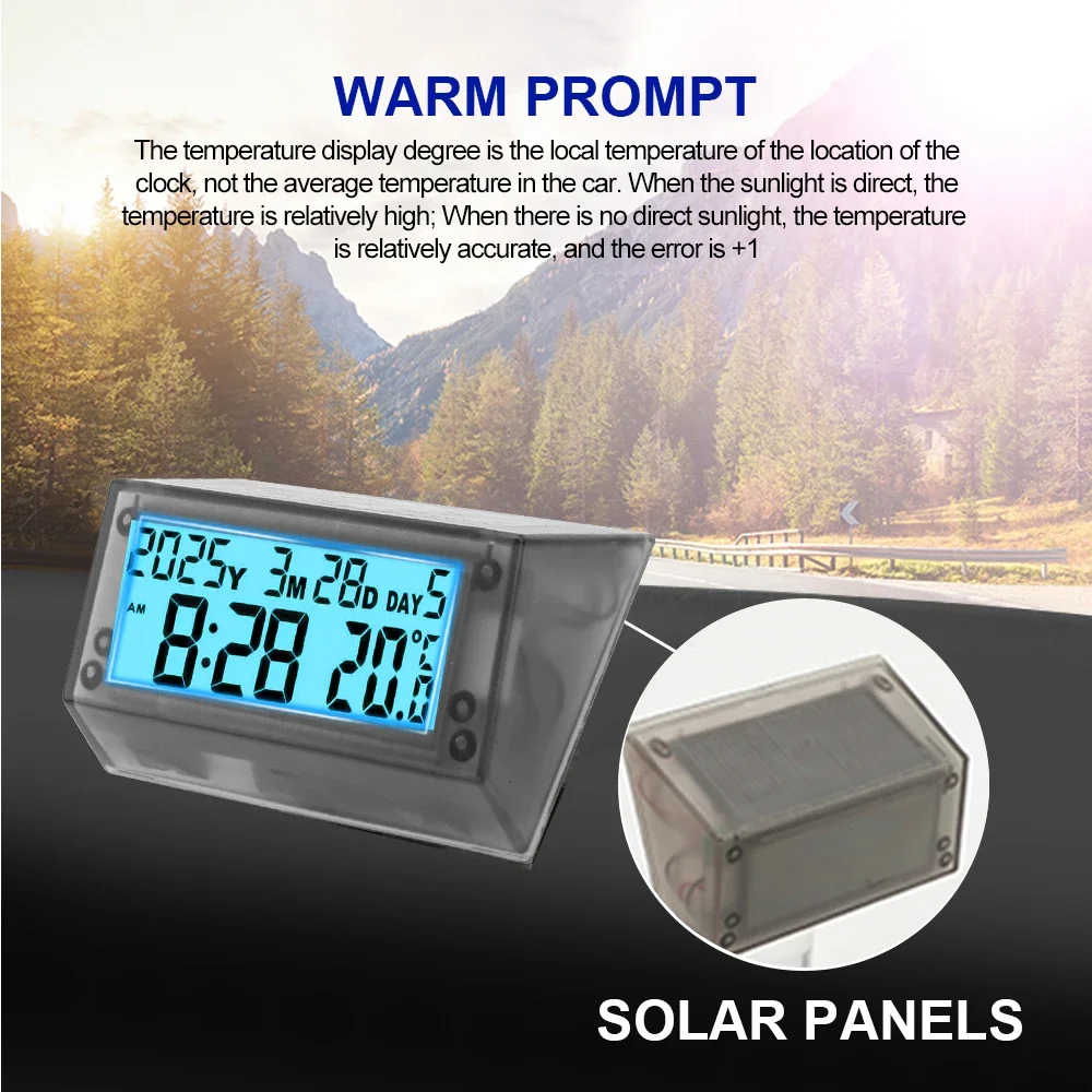 Solar Power Car Digital Clock
