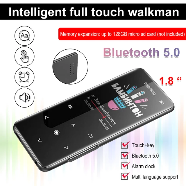 MP4 Player With Bluetooth Built-in Speaker Touch Key FM Radio Video Play  E-book Clock HIFI Metal Touch Key MP3 MP4 Music Player - AliExpress