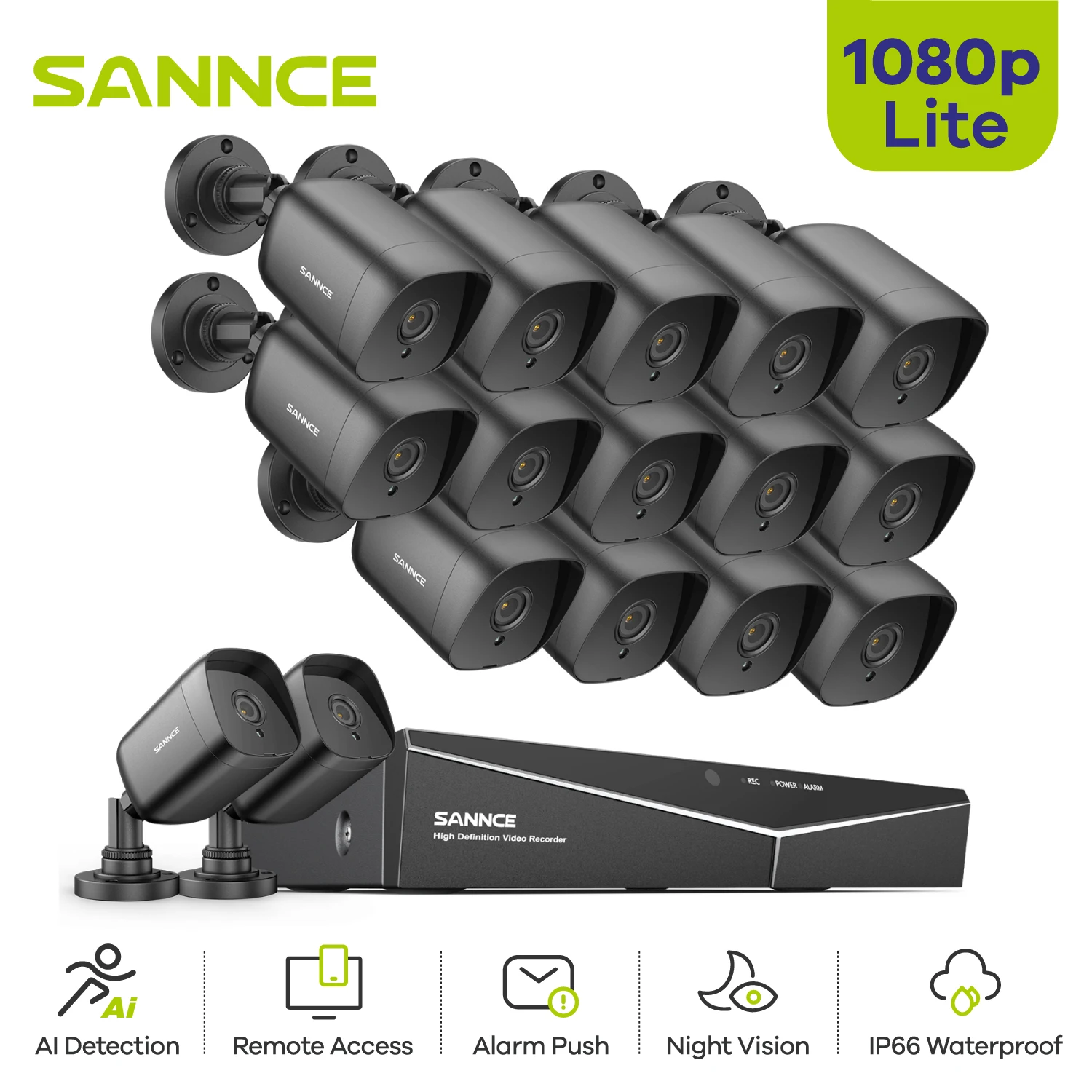 Sannce Video Surveillance System | Kit Video Surveillance Sannce - 16ch 1080p  Lite - Aliexpress