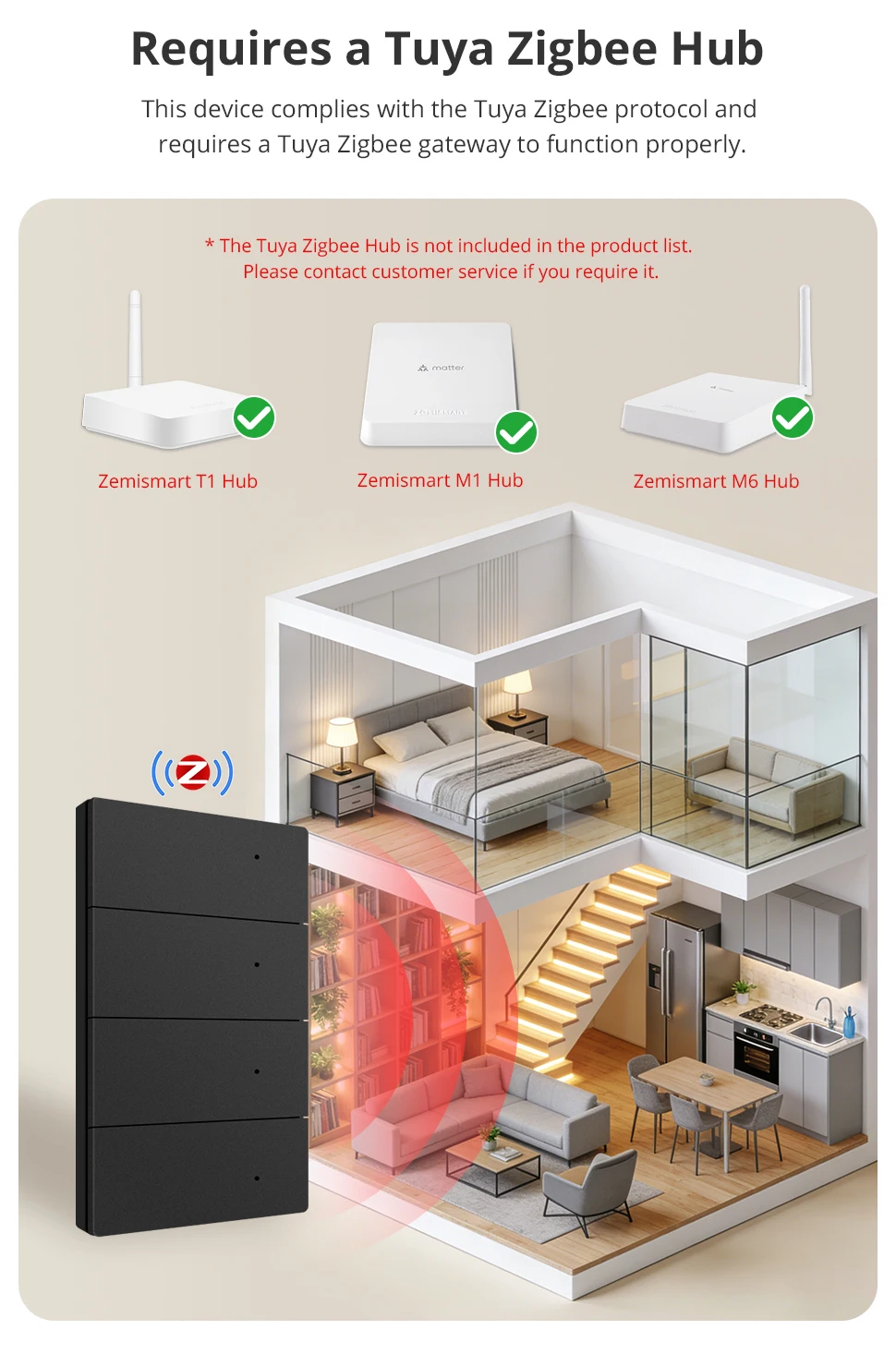 Zigbee Black Aluminum Alloy Wall Light Switch Full Button Activation Neutral Req