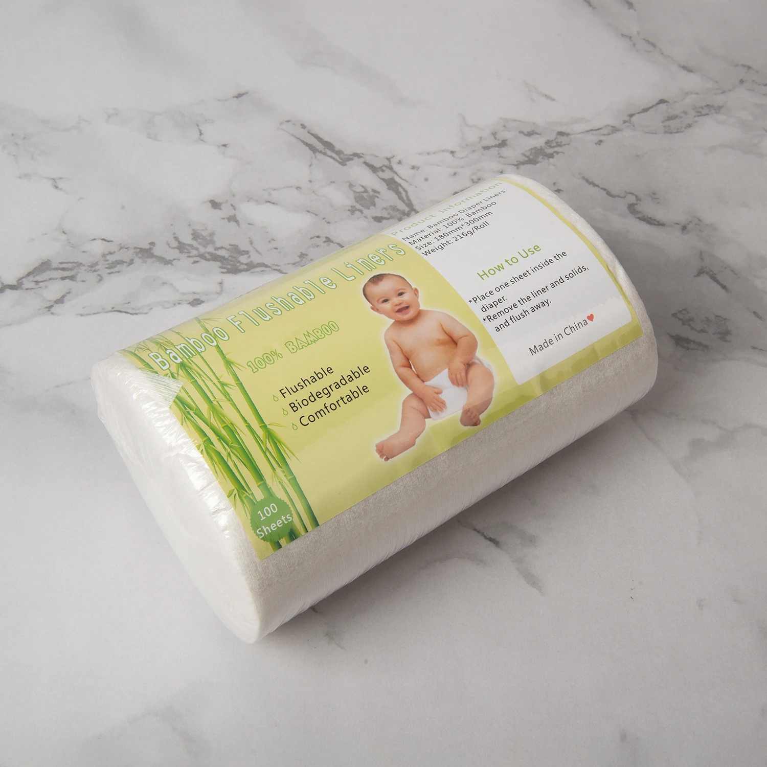 50 Rolls ALVABABY Bamboo Flushable Nappy Liner Biodegradable Cloth Diaper Liners Bamboo Roll