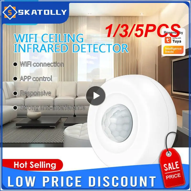 

1/3/5PCS Tuya Wifi 360 degree Ceiling Infrared Detector PIR Movement Sensor Human Body Motion Sensor Alarm Security Burglar