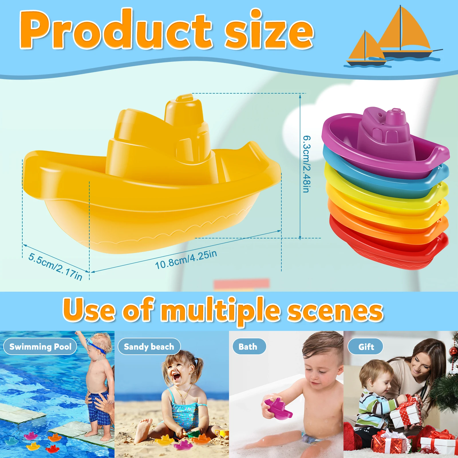 4Pcs Baby Water Toys Baby Toddler Bath Toys Small Boat Bath Toys Funny Bath  Toys