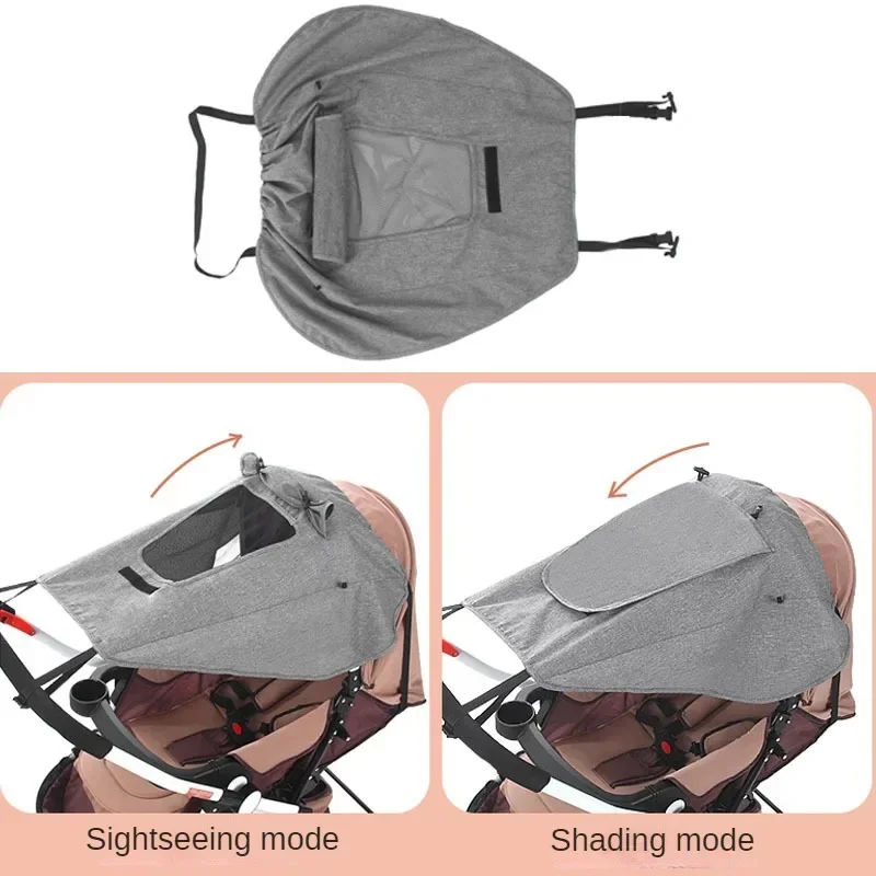 Baby Stroller Accessories Shade Blocks Windproof Waterproof UV Protection Sunshade Cover Outdoor Activities Mosquito Insect Net