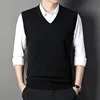 Men's Solid Color Sweater Vest Casual Fashion Warm Top for All Seasons Comfortable Breathable Layering Essential 3