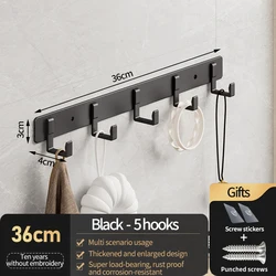 Versatile Wall and Door Hanging Hooks (Black 5 hooks)