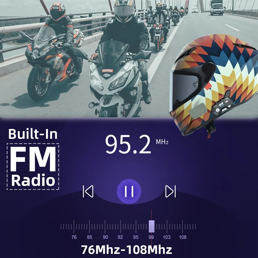 WAYXIN 헬멧 헤드셋 R5 오토바이 인터콤 지지대, 라이더 2 명, 1200M 헤드셋, FM 방수 인터폰 인터코