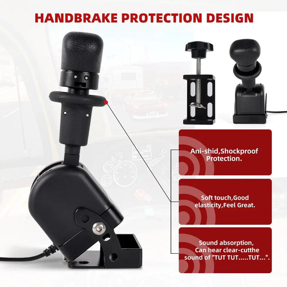 USB SIM Handbrake with Mounting Clip ETS2 American and European PC Racing Game Simulator Air Brake for G20 G27 G29