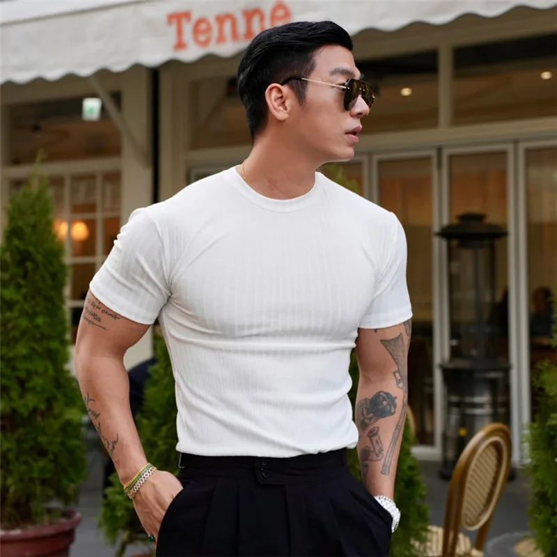 2023SummerNewMenTshirtMaleSportsGymMuscleFitnessTShirt