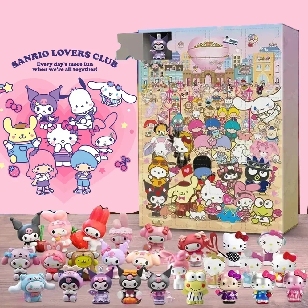 

My Melody Sanrio Hello Kitty Kuromi Christmas Cinnamoroll Advent Calendar Blind Box Children Toy Desktop Decoration Gifts Box