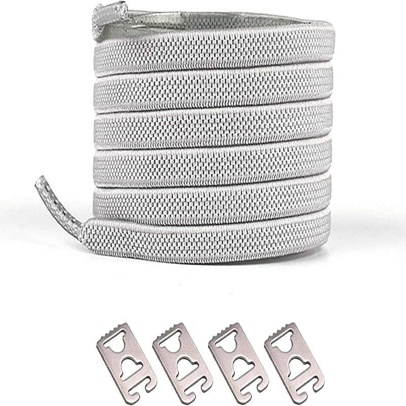 Schnürsenkel ohne Binden mit elastischen und Edelstahlankern. Flache Schnürsenkel für Turnschuhe. Schnürsenkel ohne Schnürsenkel für alle Schuhe für Erwachsene und Kinder