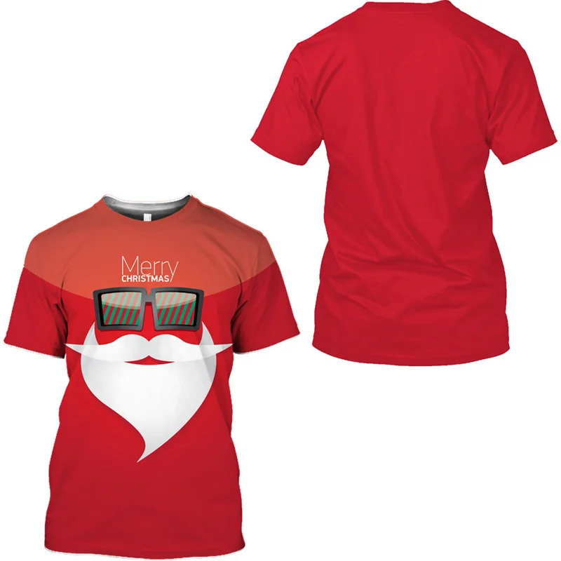 

New 3D Red Christmas Uniform Printing T Shirt Kid Fashion Hip Hop T-shirts Women Harajuku Clothing Unisex Funny Short Sleeve Top