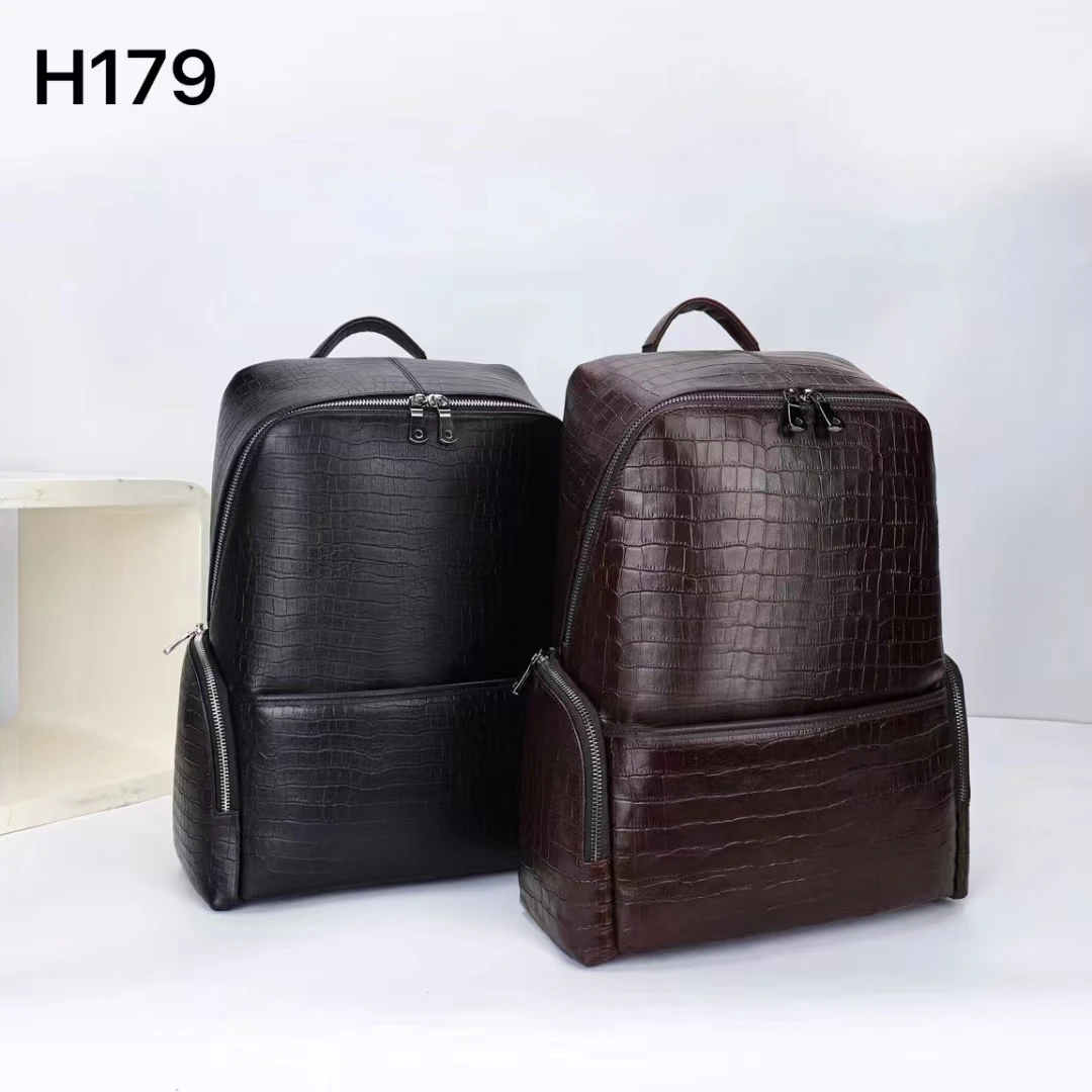 

Large Capacity Men's Backpack Embossed Crocodile Leather Backpack for Men Travel Bag for Men Leather