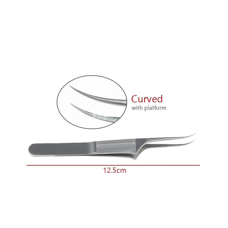Platform Toothless Forceps Flat Handle Ophthalmic Micro Surgery Tweezers Stainless Instruments
