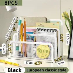 Triple-Layer Black Metal Mesh Organizer for Office Papers, Magazines, and Documents (8PCS-White)